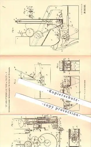 original Patent - E. Penning - Dupius , Halle / Saale , 1895 , Selbstkassierender Kartenausgeber mit Zeitangabe !!