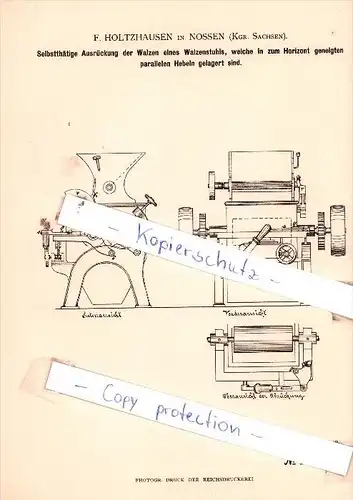 Original Patent  - F. Holtzhausen in Nossen , Kgr. Sachsen , 1883 , Mühlen !!!