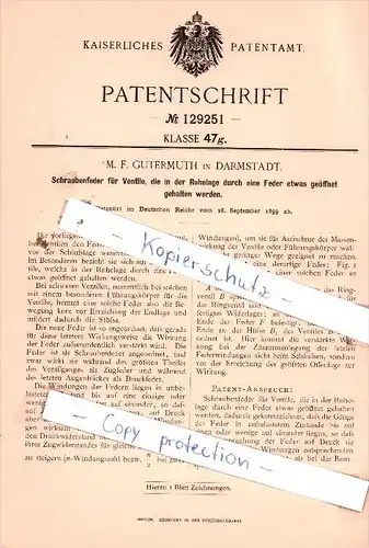 Original Patent  -  M. F. Gutermuth in Darmstadt , 1899 , Schraubenfeder für Ventile !!!