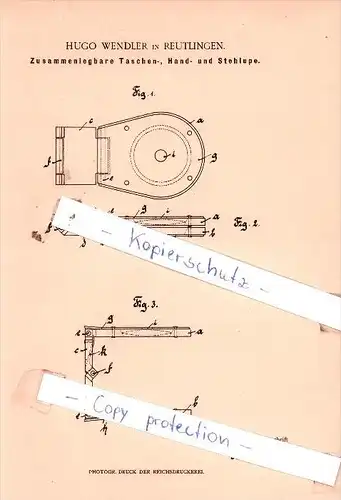 Original Patent  - H. Wendler in Reutlingen , 1901 , Zusammenlegbare Taschen-, Hand- und Stehlampe!!!