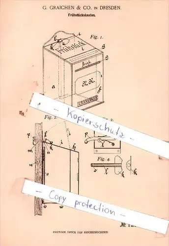 Original Patent  -  G. Graichen & Co. in Dresden , 1901 , Frühstückskasten !!!