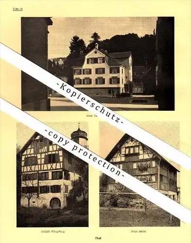 Photographien / Ansichten , 1937, Thal SG , Klingelburg , Bürkli , Rheineck , Löwenhof , Prospekt , Fotos , Architektur