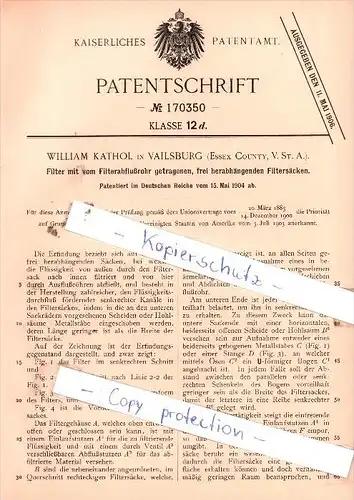 Original Patent  - William Kathol in Vailsburg / Newark , USA  , 1904 , !!!