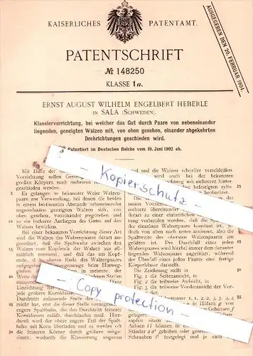 Original Patent  - E. A. W. Engelbert Heberle in Sala , Schweden , 1902 , Kassiervorrichtung !!!