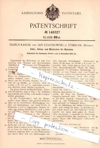 Original Patent  - Hanus Karlik und Jan Czapikowski in Nymburk , Böhmen , 1902 , !!!