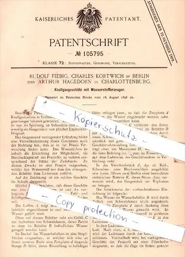 Original Patent  -  R. Fiebig, C. Kortwich in Berlin und A. Hagedorn in Charlottenburg , 1898 , !!!