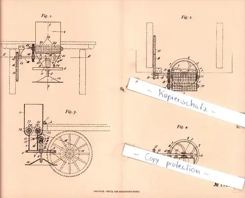 Original Patent  - M. Iten in Wetzikon , Kt. Zürich, Schweiz , 1905 , Stalldüngerstreumaschine !!!