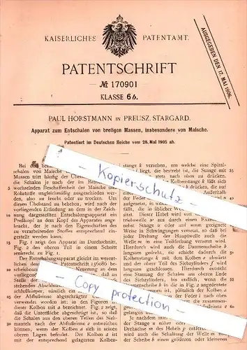 Original Patent  -  P. Horstmann in Preusz. Stargard , 1905 , Entschalen von breiigen Massen !!!