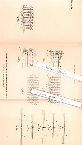 Original Patent  - W. Bach in Apolda , 1898 , Flecht- und Wirkmaschinen !!!