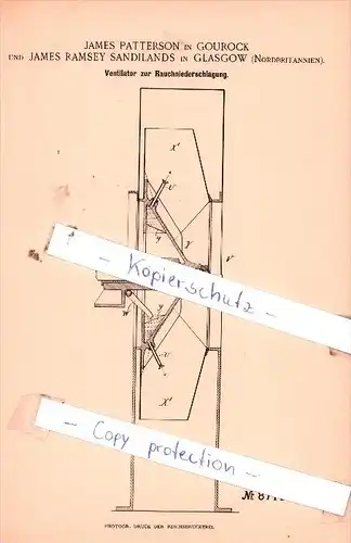 Original Patent  - James Patterson in Gourock und James Ramsey Sandilands in Glasgow , 1895 , !!!