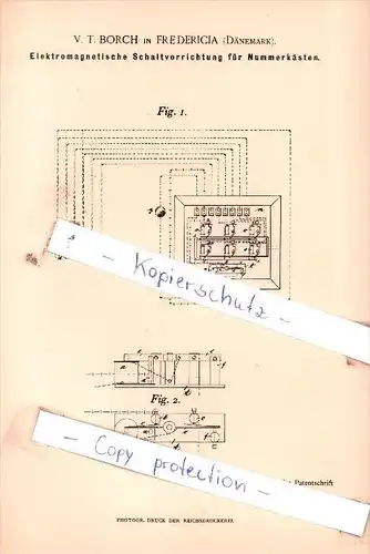 Original Patent  - V. T. Borch in Fredericia , Dänemark , 1894 , Signalwesen !!!