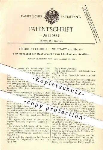 original Patent - Friedrich Correll , Neustadt / Haardt , 1899 , Beiholapparat für Becherwerke zum Löschen der Schiffe