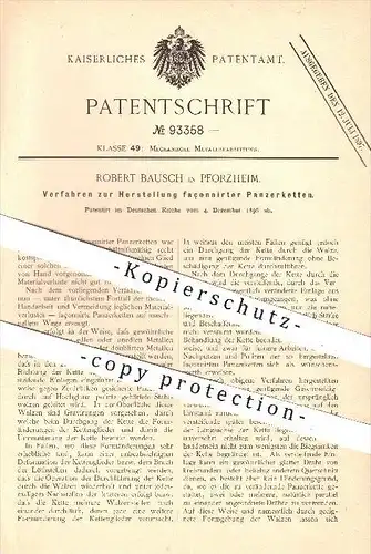 original Patent - Robert Bausch in Pforzheim , 1896 , Herstellung façonnierter Panzerketten , Panzer , Panzerkette !!!