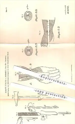 original Patent - Johann Jürgens , Arnsberg , 1885 , Arbeitswerkzeuge an künstlicher Hand , Prothesen , Prothese , Arm