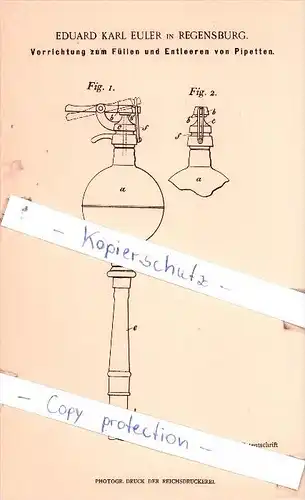 Original Patent  - Eduard Karl Euler in Regensburg , 1898 , Instrumente !!!