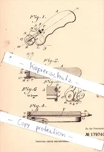 Original Patent  - H.C. Masland in Philadelphia, USA , 1905 , Schädelsäge , Schädel , Pathologie , Chirurgie !!!