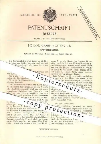 original Patent - Richard Grabb , Zittau 1890 , Kravatten - Halter , Krawatte , Schlips , Mode , Bekleidung , Schneider