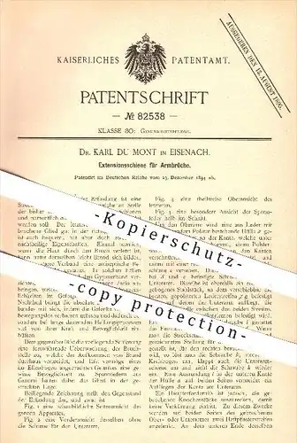 original Patent - Dr. Karl du Mont , Eisenach , 1894 , Extensionsschiene für Armbruch , Knochenbruch , Arm , Medizin !!!