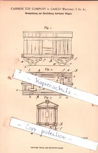 Original Patent  -  Cannon Toy Company in Casco , Wisconsin, V. St. A. , 1902 , !!!