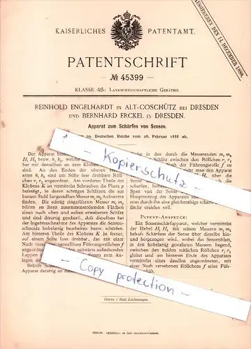Original Patent  - R. Engelhardt in Alt-Coschütz bei Dresden und B. Erckel in Dresden , 1888 , !!!