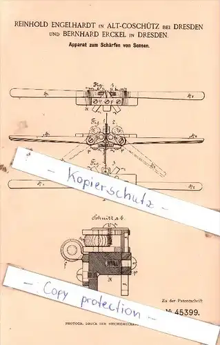 Original Patent  - R. Engelhardt in Alt-Coschütz bei Dresden und B. Erckel in Dresden , 1888 , !!!