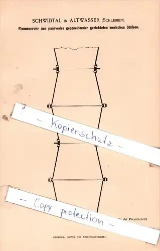 Original Patent  - Schwidtal in Altwasser , Schlesien , 1887 , Flammenrohr , Walbrzych , Waldenburg !!!