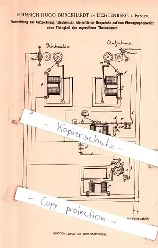 Original Patent  - Heinrich Hugo Burckhardt in Lichtenberg i. Erzgeb. , 1900 , !!!