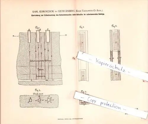 Original Patent  - Karl Kubuschok in Georgenberg / Miasteczko Slaskie , Ober-Schlesien , 1892 , Bergbau , Tarnowitz !!!