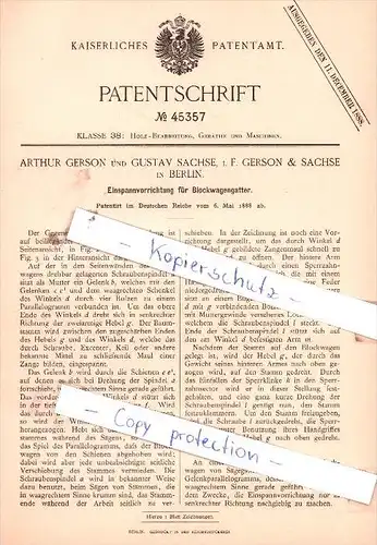 Original Patent: Arthur Gerson und Gustav Sachse, i. F. Gerson & Sachse in Berlin , 1888 , !!!