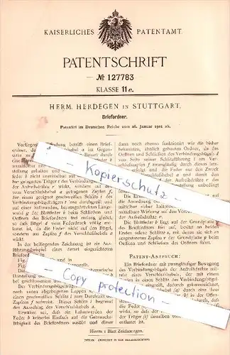 Original Patent  - Herm. Herdegen in Stuttgart , 1901 , Briefordner !!!