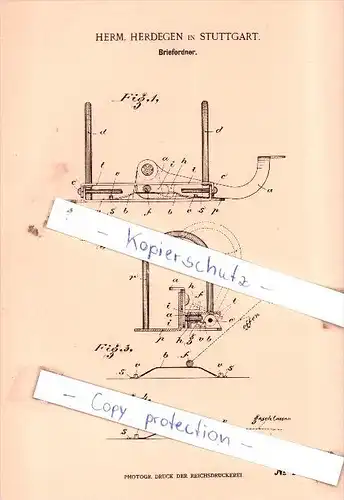 Original Patent  - Herm. Herdegen in Stuttgart , 1901 , Briefordner !!!