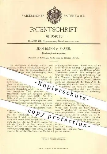 original Patent - Jean Brenn in Kassel , 1897 , Streichholz - Tunkmaschine , Zündhölzer , Zündstoffe, Sprengstoff !!!