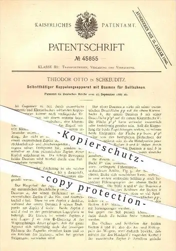 original Patent - Theodor Otto in Schkeuditz , 1887 , Kupplung mit Daumen für Seilbahnen , Seilbahn , Bahn , Bahnen !!!