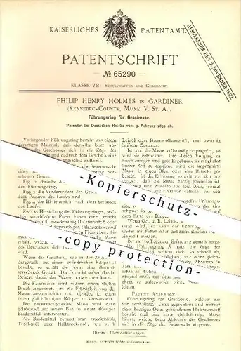 original Patent - Ph. H. Holmes , Gardiner , Kennebec - County , Maine , USA , 1892, Führingsring für Geschosse , Waffen