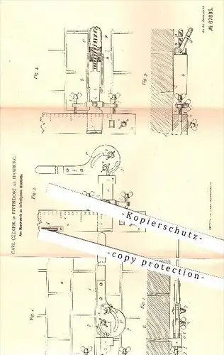 original Patent - Carl Czempik , Eppendorf , Hamburg , 1892 , am Mauerwerk zu befestigende Richtlatte , Maurer , Hochbau