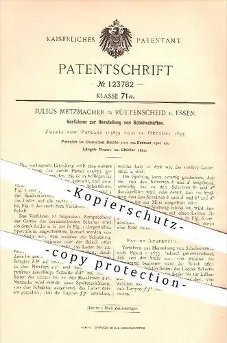 original Patent - J. Metzmacher , Rüttenscheid , 1901 , Herstellung von Schuhschäften , Schuhe , Stiefel , Schuster !!!