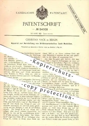 original Patent - Ch. Sack , Berlin , 1889, Bildhauerarbeiten nach Modell , Bildhauer , Kunst , Modellieren , Gips , Ton