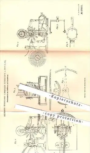 original Patent - H. F. Ch. Hinrichsen , Hamburg , 1891 , Drucker zum Chiffrieren , Dechiffrieren , Druck , Druckerei !!