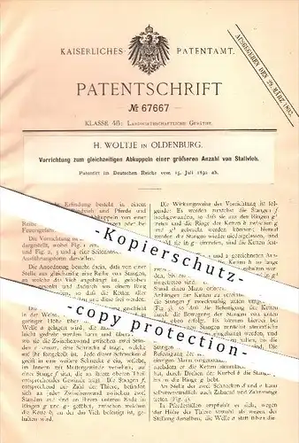 original Patent - H. Woltje in Oldenburg , 1892 , gleichzeitiges Abkuppeln von Stallvieh , Landwirtschaft , Tierzucht !!