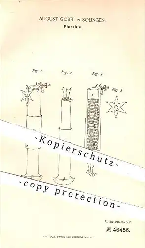 original Patent - August Göbel in Solingen , 1888 , Pinnahle , Ahle , Sohlen , Schuh , Schuhe , Schuhwerk , Schuster !!!
