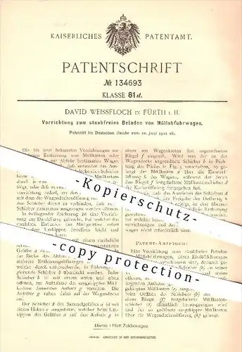 original Patent - David Weissfloch , Fürth , 1901 , staubfreies Beladen von Müllwagen , Müllabfuhr , Müll , Reinigung !!