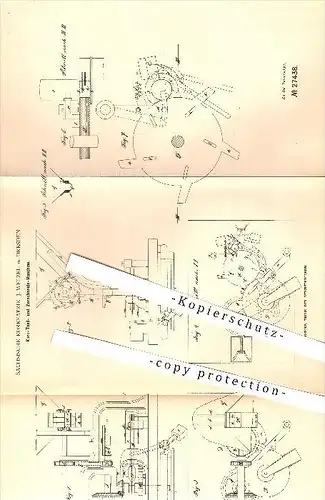 original Patent - Sächsische Korkfabrik J. Welzel , Dresden , 1883 , Maschine zum Teilen u. Schneiden von Kork , Korken