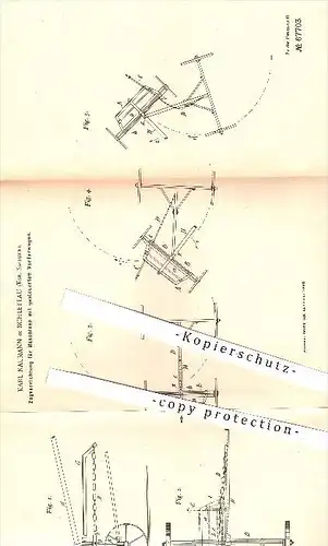 original Patent - K. Neumann , Schlettau ,1892, Zug für Maschinen mit gesteuertem Vorderwagen , Landwirtschaft , Drillen