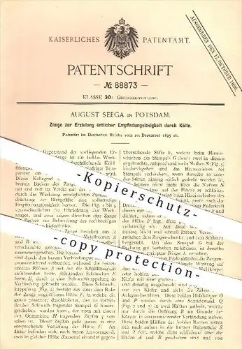 original Patent - August Seega , Potsdam , Zange zum Betäuben durch Kälte , Zahnarzt , Zahn , Zähne , Medizin , Werkzeug
