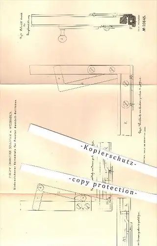 original Patent - P. C. Maxaner , Wiesbaden , 1882 , Verschluss für Fenster - Rollläden , Rollladen , Fensterbau !!!