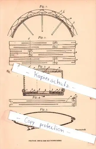 Original Patent  - Bernard Kock in Cöln , 1905 , Radreifen für Fahrzeuge aller Art , Köln !!!