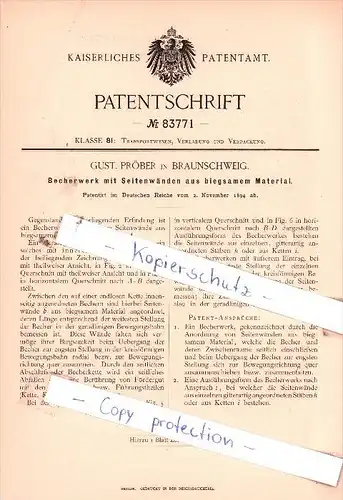 Original Patent  - Gust. Pröber in Braunschweig , 1894 , Transportwesen !!!