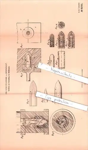 Original Patent  - Jos. Schulte-Hemmis in Düsseldorf , 1895 , Herstellung von Hohlkörpern !!!