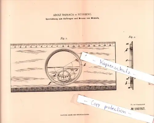 Original Patent  -  Adolf Barraga in Nürnberg , 1898 , Instrumente !!!