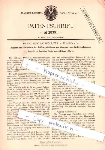Original Patent  - Franz Gustav Wollner in Plauen i. V.  , 1884 , Instrumente !!!